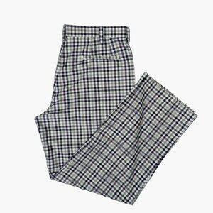 Izod Performance Golf Men's 37x32 Purple Black Plaid Pants Flat Front